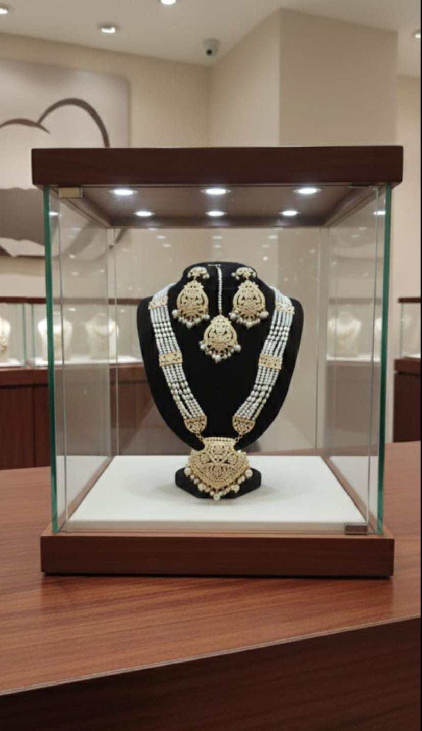 Long Rani Haar Necklace with matching earings and maang tikka (cd 113/114)